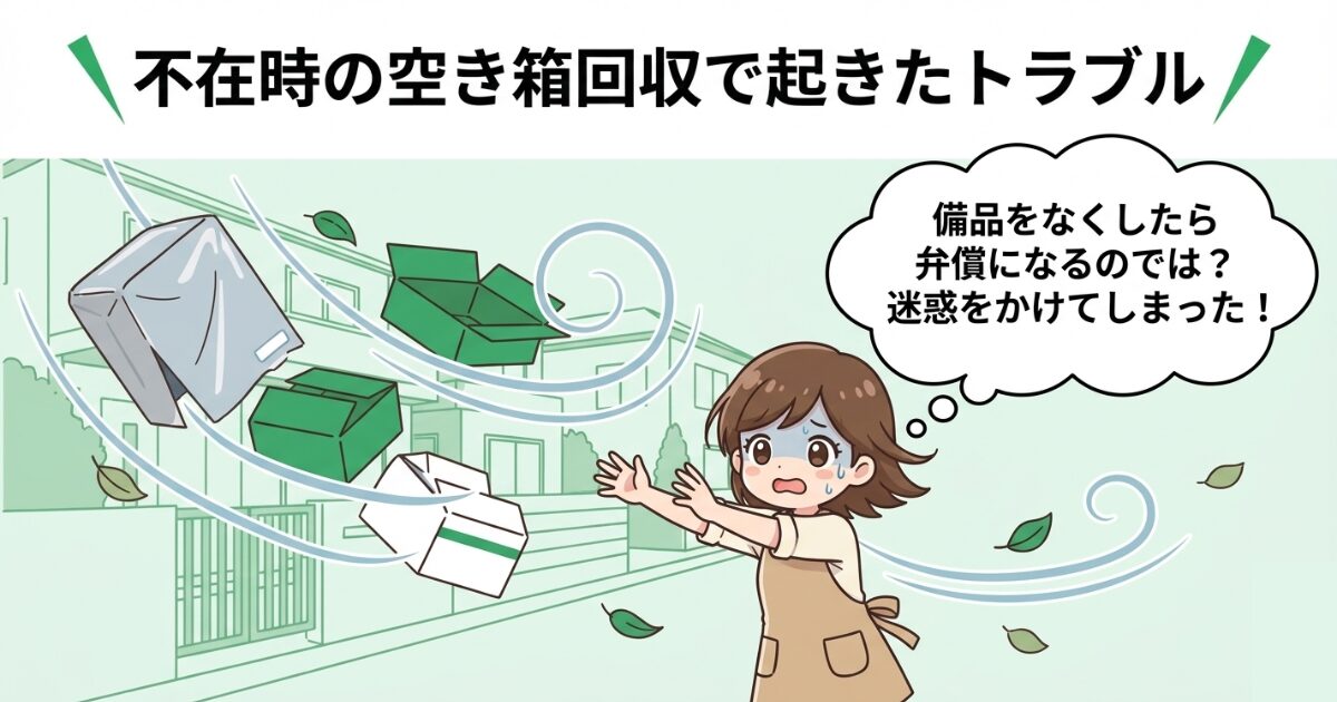 不在時の空き箱回収で起きたトラブルのイラスト