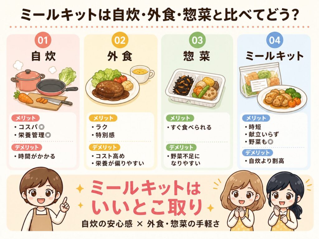 ミールキットは自炊・外食・惣菜と比べてどう?の画像