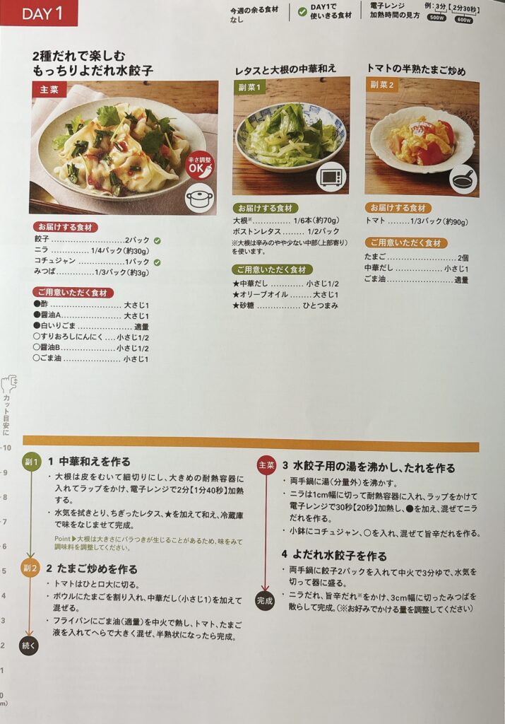オイシックスのCookBoxのレシピ