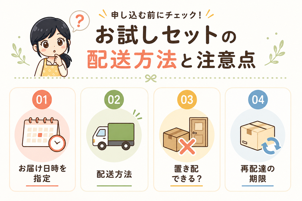 お試しセットの配送方法と注意点の図